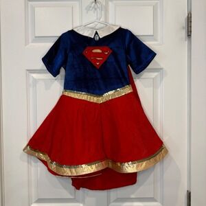 Supergirl‎ Costume Dress with Cape Kids Size Small (4) Superhero Halloween